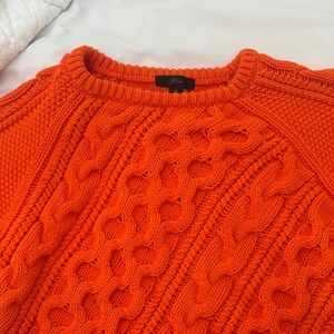 J. Crew Vibrant Orange Cable Knit Sweater
